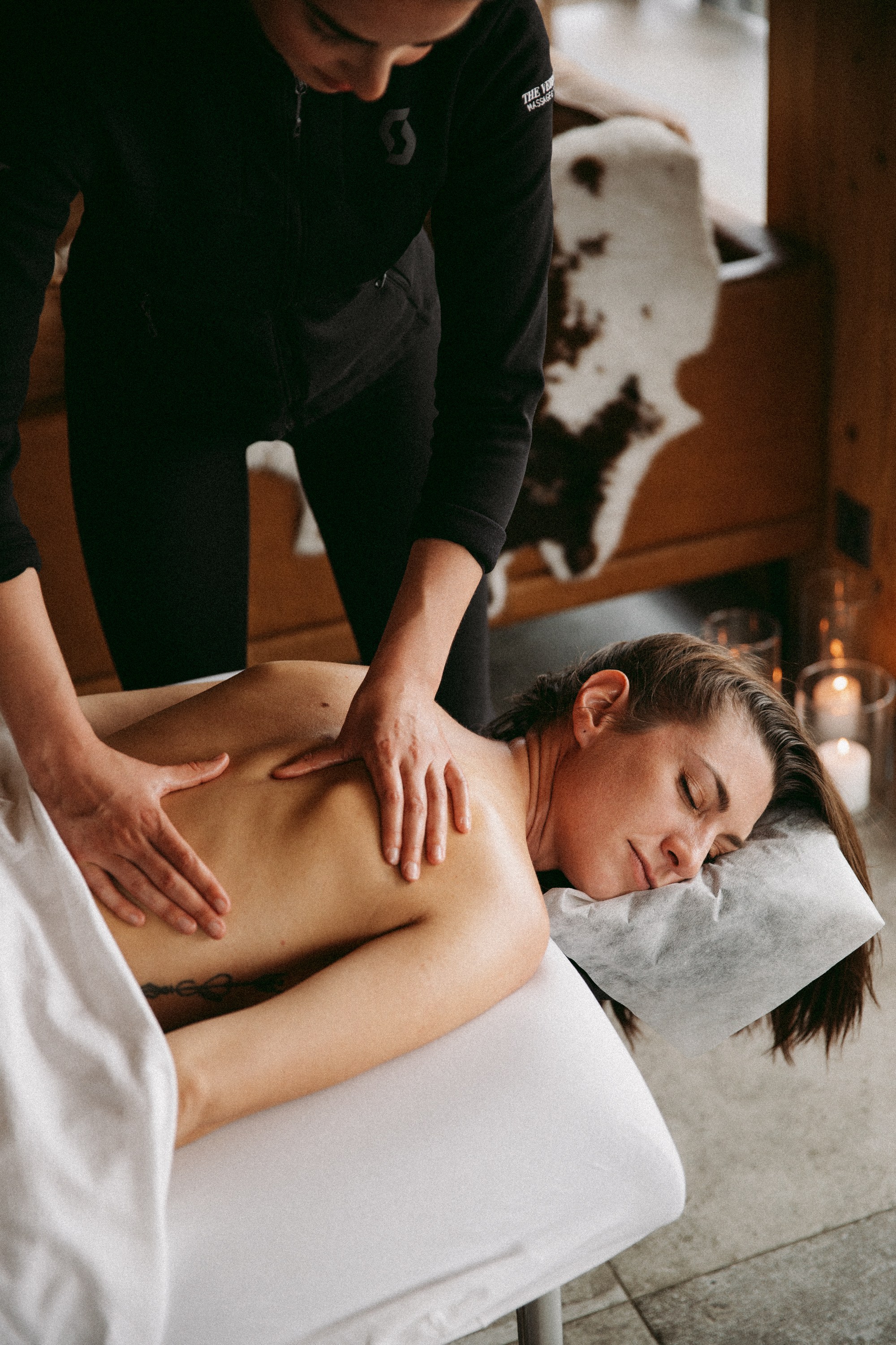 In-chalet massage therapy session